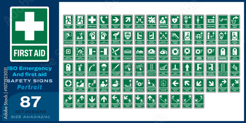 87 set iso emergency and first aid safety signs v3_first aid_portrait size a4/a3/a2/a1