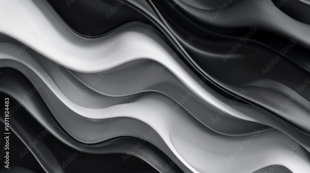 Fototapeta premium Abstract Black and White Wave Pattern - Minimalist Graphic Design