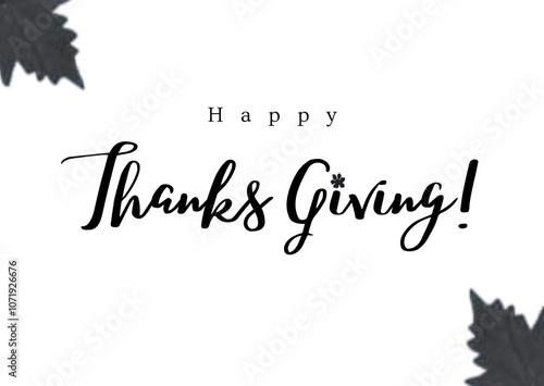 Happy Thanksgiving Greeting Card design, black and white.