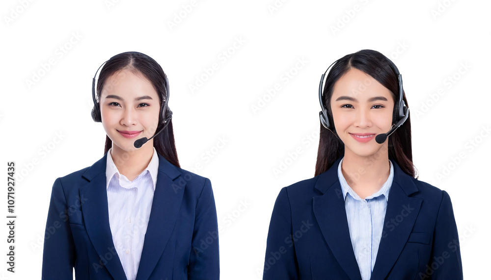 Working women - news reporter- phone operator - call center operator wear earphone with microphone PNG transparent background Working women - news reporter- phone operator - call center operator wear earphone with microphone PNG transparent background