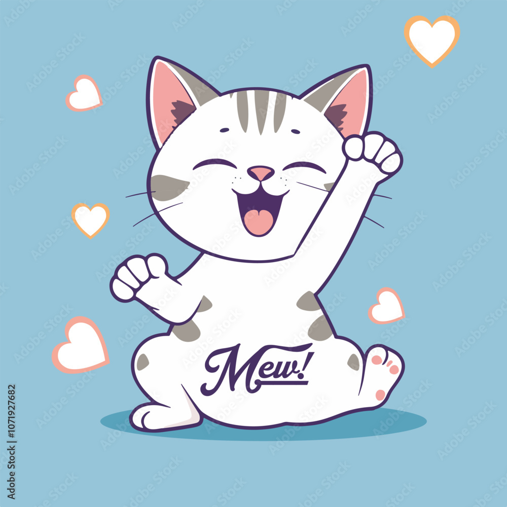 Obraz premium Playful yoga cat cartoon illustration.