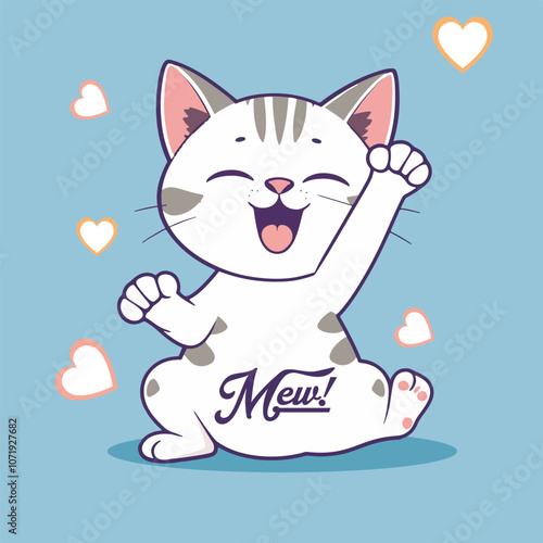 Playful yoga cat cartoon illustration.