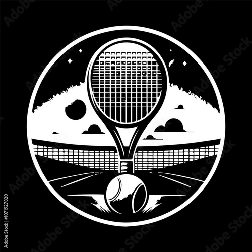 Tennis vectort silhouette design black and white photo