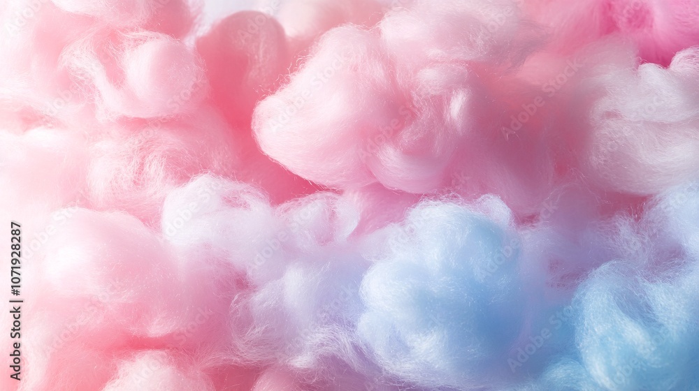Fototapeta premium 45.Abstract depiction of cotton candy in soft pastel colors, blending light hues and delicate forms to create a sweet and playful background
