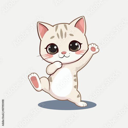 Playful yoga cat cartoon illustration.