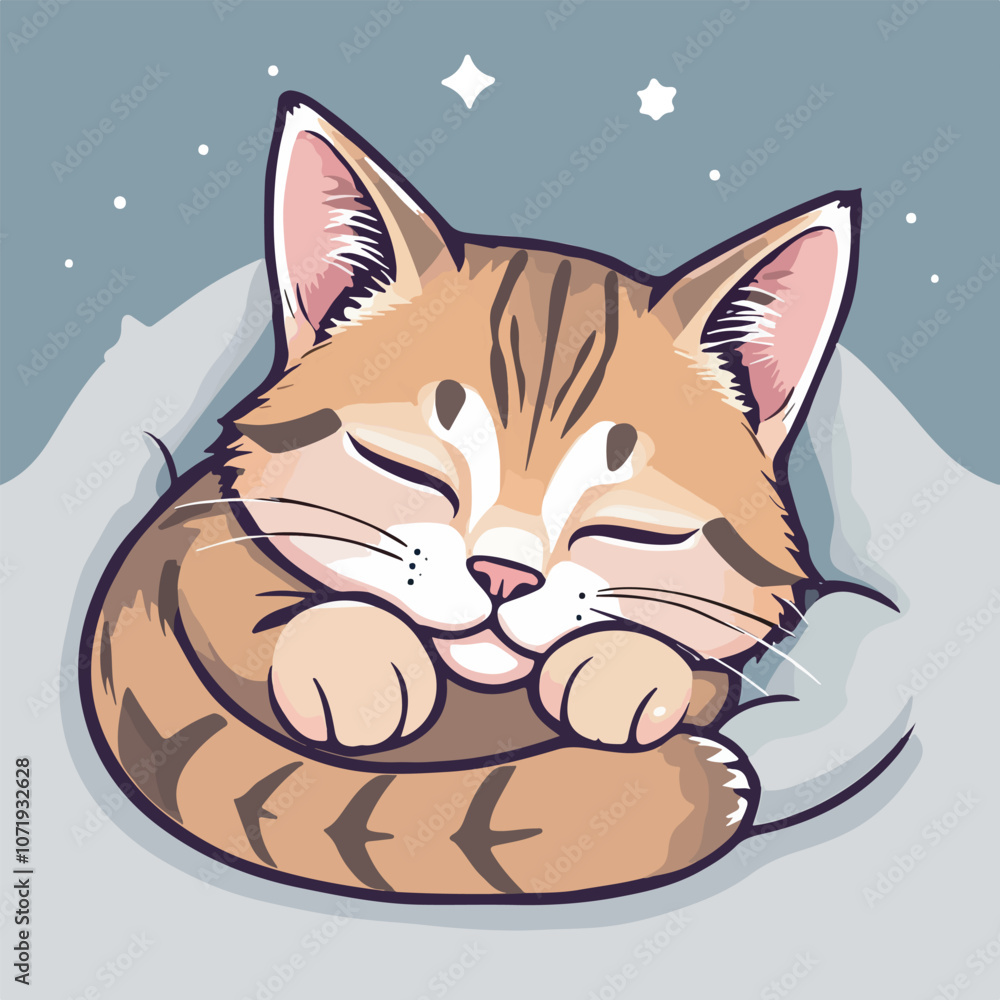 Fototapeta premium Playful yoga cat cartoon illustration.
