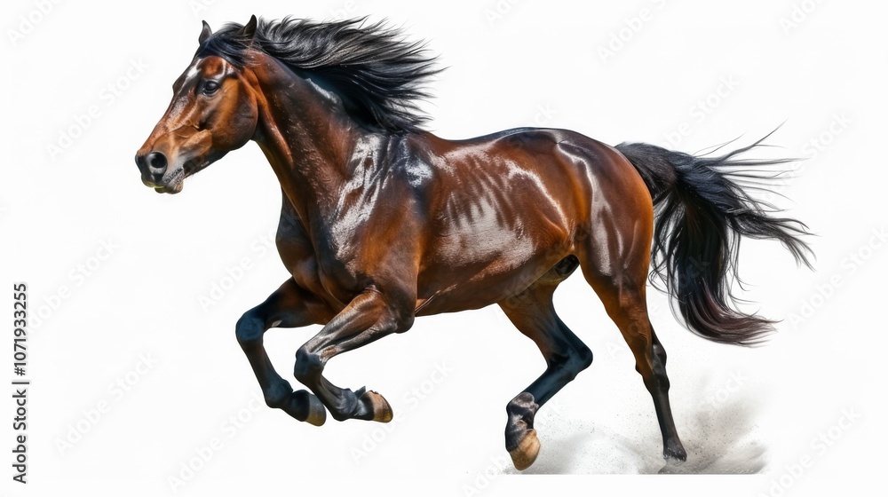 Fototapeta premium Powerful Brown Horse Running - Dynamic Equine Photography