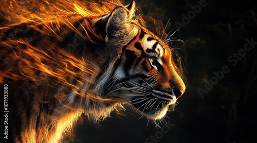 Fiery Tiger: Powerful Animal in Artistic Representation