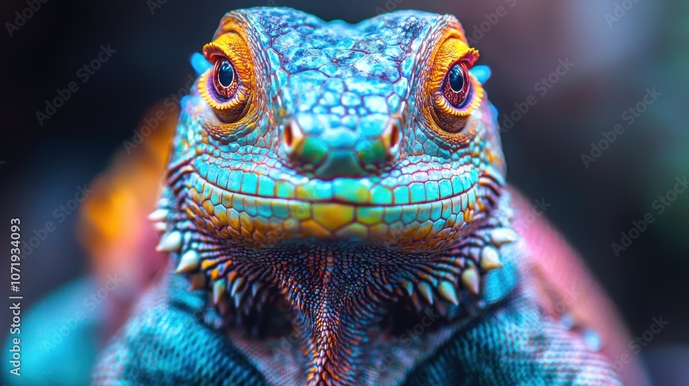 Obraz premium Colorful Artistic Lizard Portrait in Vibrant Colors