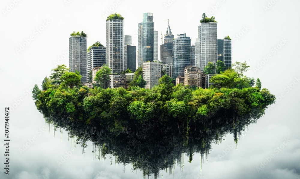 Fototapeta premium City dedicated to sustainable engineering and environmental responsibility. Urban development, implementing innovative green engineering projects