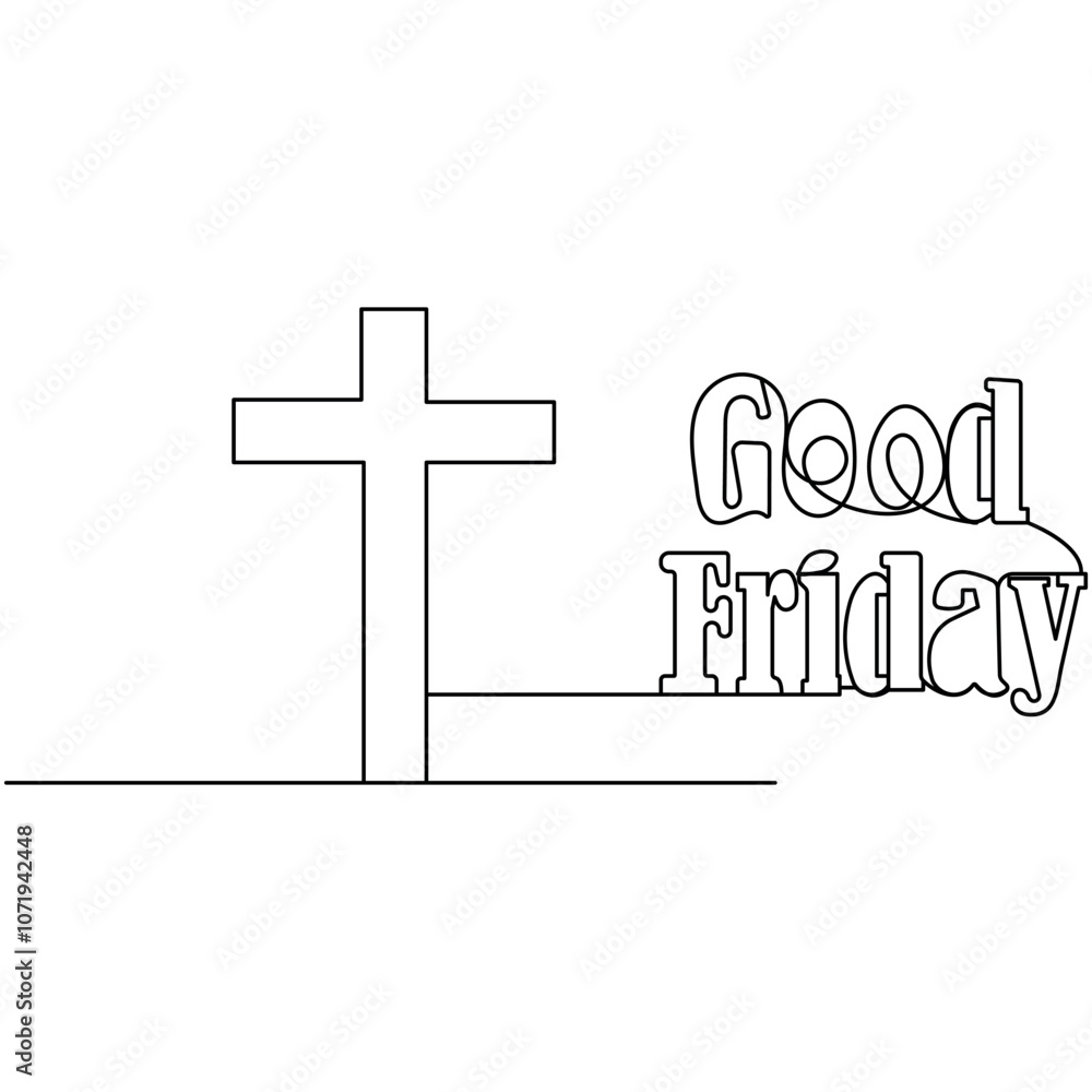 Good friday single line art, continuous one line drawing of  Isolated outline vector icon  