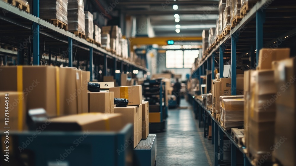 Modern Warehouse with Automated Guided Vehicles Modern Warehouse with Automated Guided Vehicles