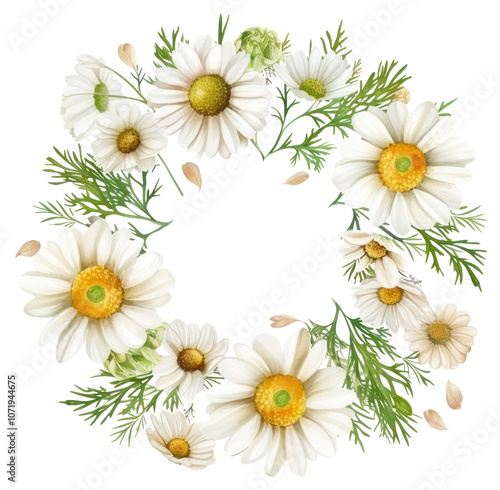 PNG Flower and bird circle border pattern wreath daisy.