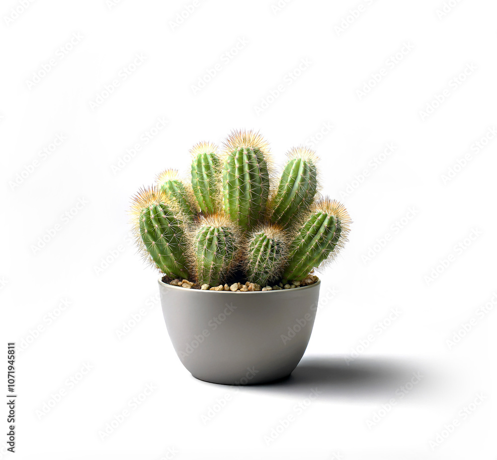 Potted cactus, white background Potted cactus, white background