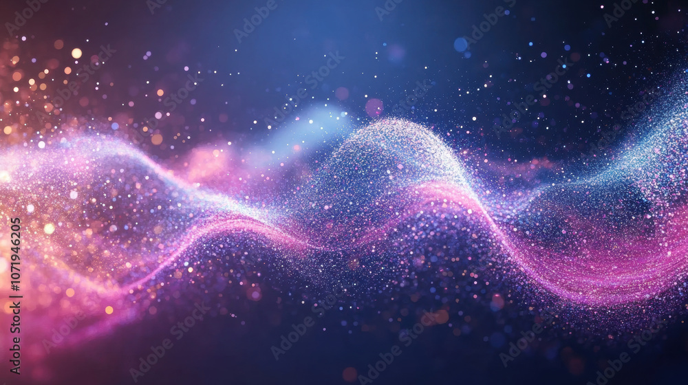 Obraz premium Quantum communication network, entangled particles transmitting data via light beams, futuristic digital environment.