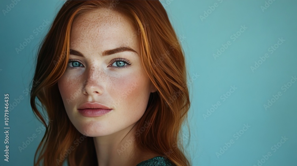 Fototapeta premium Beautiful Redhead Portrait on Light Background