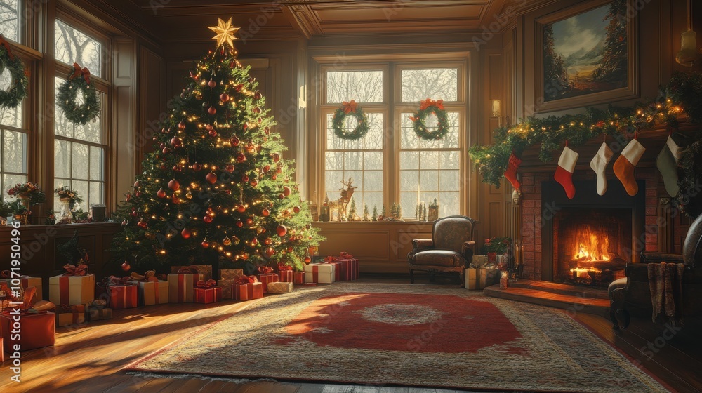 Cozy Christmas Living Room Decor with Tree and Gifts Cozy Christmas Living Room Decor with Tree and Gifts