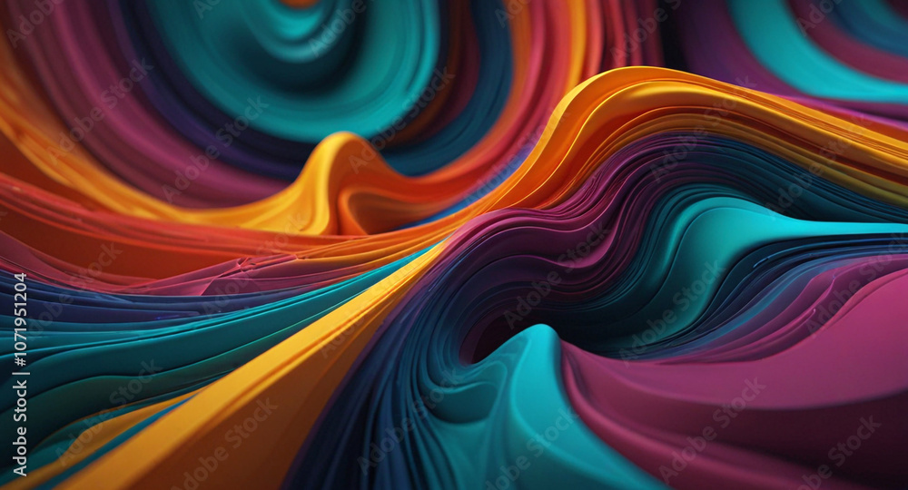 Fototapeta premium 3D abstract design with flowing, extruded colors