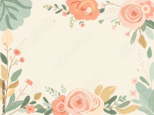 A beautiful wedding suite layout featuring elegant leaf illustrations in soft pastel colors, perfect for a romantic and natural themed wedding, wedding, elegant, natural photo