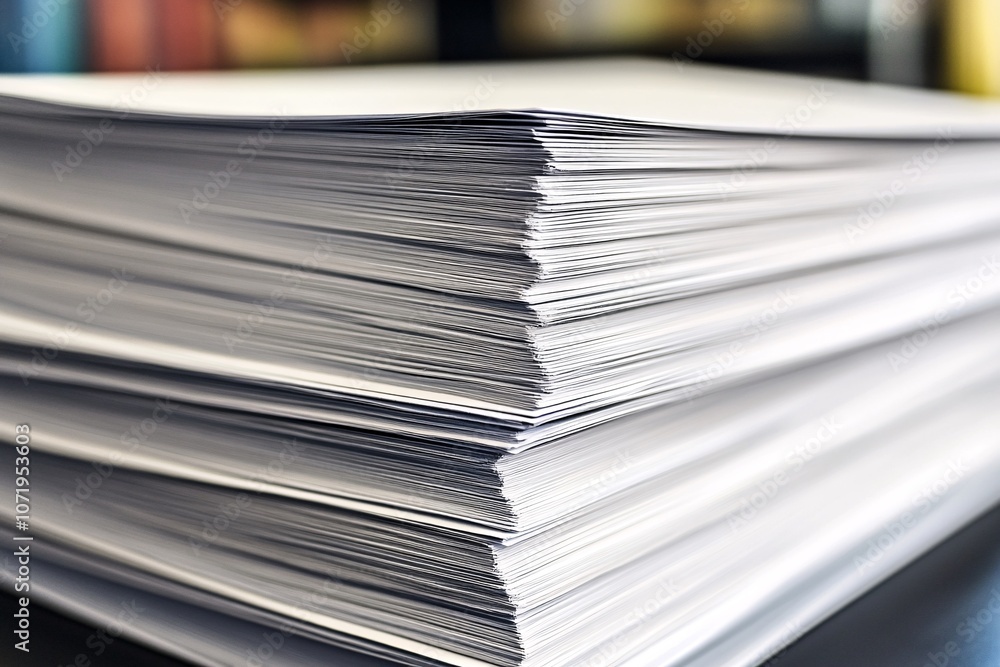Fototapeta premium Stack of White Paper Documents Office Supplies Organization Business Concept