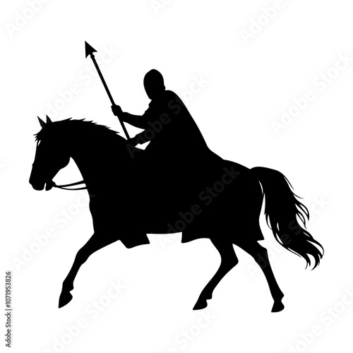 knight horse silhouettes vector black color silhouette solid white background