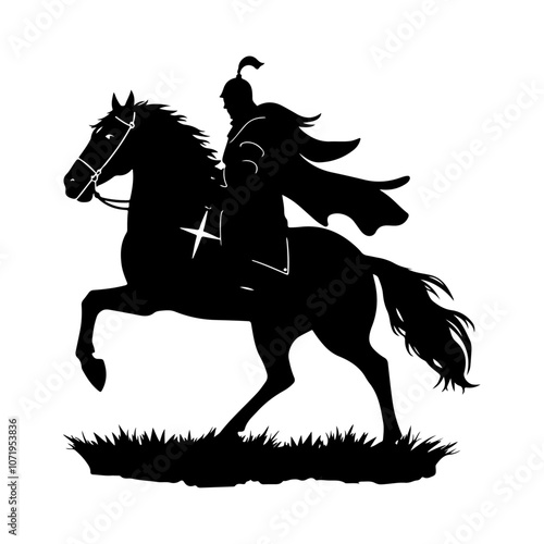 knight horse silhouettes vector black color silhouette solid white background