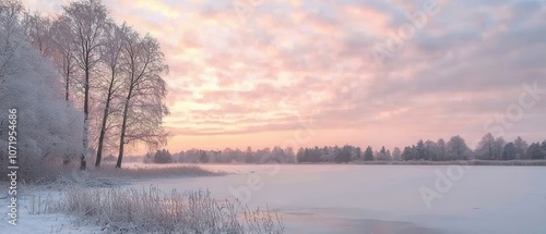 Wallpaper Mural Experience the serenity of a winter sky with soft pink clouds at dawn Torontodigital.ca
