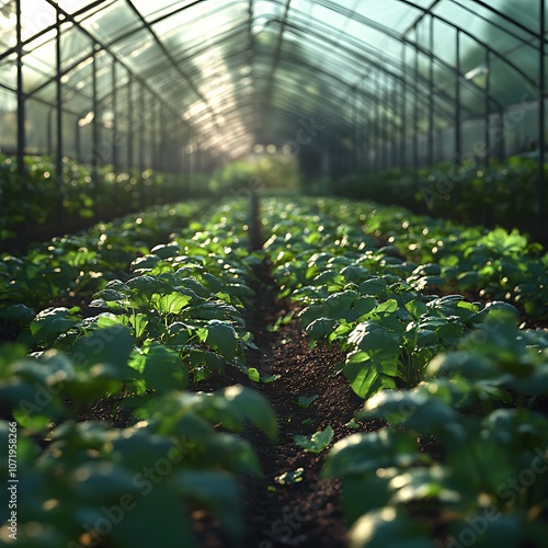 Eco friendly greenhouse showcasing sustainable practices organic vegetable plants picture photo