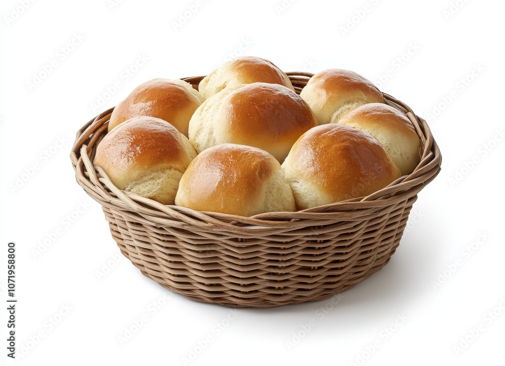 Freshly baked bread rolls in a wicker basket. Freshly baked bread rolls in a wicker basket.
