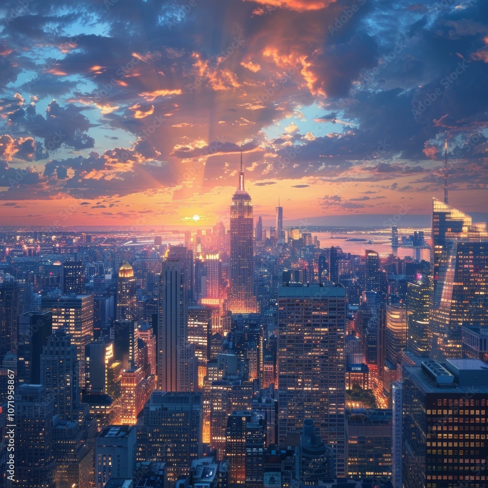 Fototapeta premium New York City Skyline at Sunset