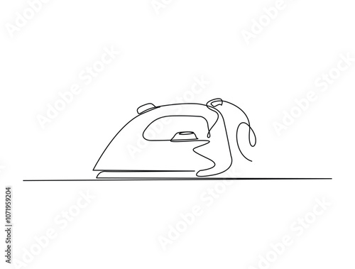 Continuous one line drawing of iron home appliance. Iron single line art vector illustration. Editable vector.