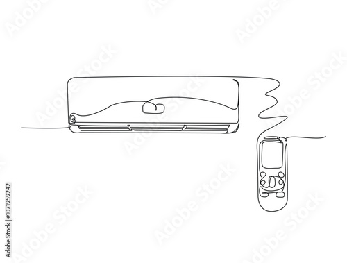 Continuous one line drawing of indoor Air Conditioner. Air conditioner single line art vector illustration. Editable vector.