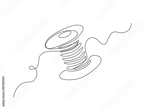 Continuous one line drawing of textile spool of thread . Spool of thread single line art vector illustration. Editable vector.