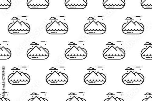 Landscape icon seamless pattern background template