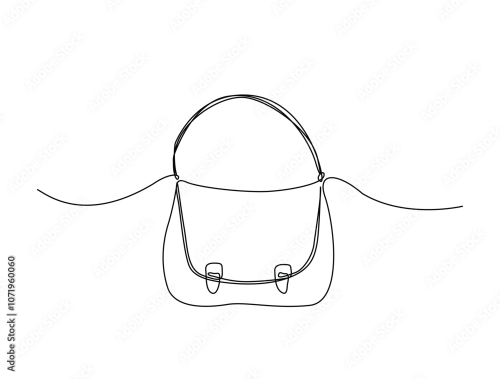 Continuous one line drawing of womens hand bag. Lady's bag single line art vector illustration. Editable vector. Continuous one line drawing of womens hand bag. Lady's bag single line art vector illustration. Editable vector.