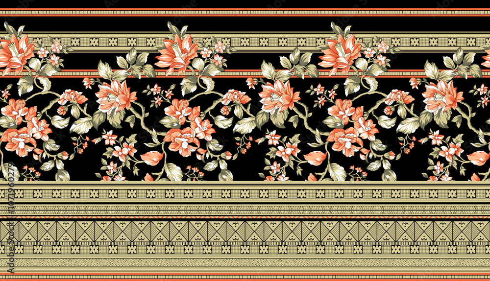 seamless beautiful wallpaper cards border design floral leaf vintage ornament Victorian geometric ethnic print paisley pattern