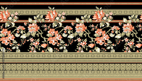 Obraz na płótnie seamless beautiful wallpaper cards border design floral leaf vintage ornament Victorian geometric ethnic print paisley pattern w salonie