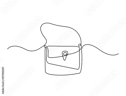 Continuous one line drawing of womens hand bag. Lady's bag single line art vector illustration. Editable vector.
