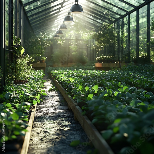 Greenhouse with organic vegetables grown sustainably eco friendly farming picture photo