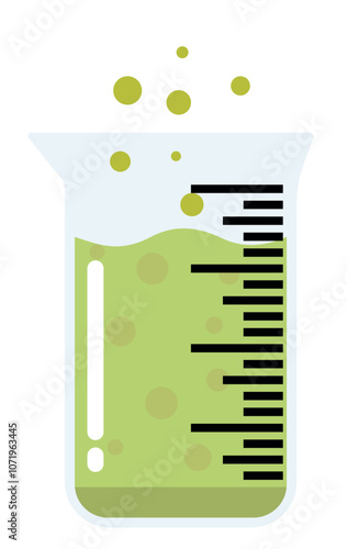 Laboratory Glassware, Chemistry Beaker, Lab Flasks Illustration Isolated on White Background