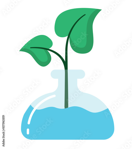 Plant in Glass Bottle Illustration Isolated on White Background