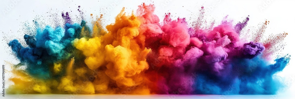 Fototapeta premium Abstract Color Explosion of Artistic Vibrancy Captured in Swirling Clouds of Paint Amidst a Kaleidoscope of Dynamic Shades and Textures in a Stunning Visual Display