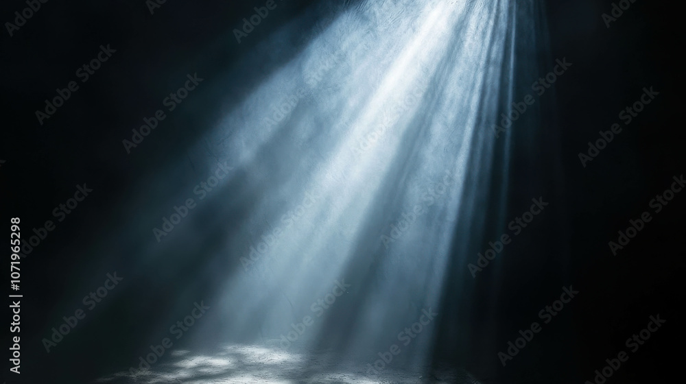 Ethereal Light Beam Illuminating a Dark Space, Creating a Mysterious Atmosphere and Highlighting Textures in the Surrounding Environment Ethereal Light Beam Illuminating a Dark Space, Creating a Mysterious Atmosphere and Highlighting Textures in the Surrounding Environment