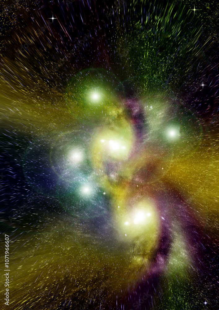 Stars, dust and gas nebula in a far galaxy