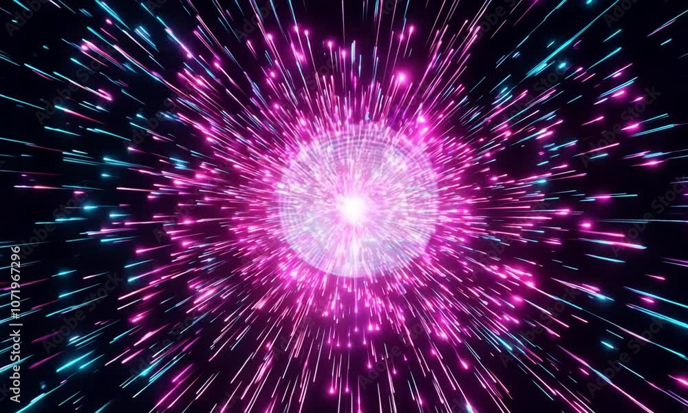 Pulsating neon starry sky with vibrant magenta and cyan explosions Pulsating neon starry sky with vibrant magenta and cyan explosions