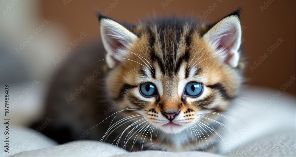 Adorable tabby kitten with bright blue eyes Adorable tabby kitten with bright blue eyes