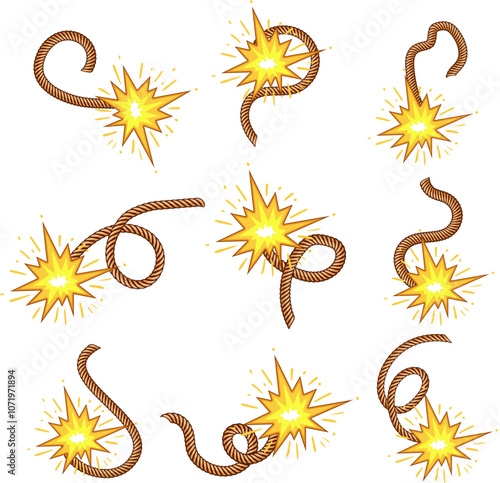 dynamite fuse set cartoon. detonation combustion, blasting pyrotechnics, flammable volatile dynamite fuse sign. isolated symbol vector illustration