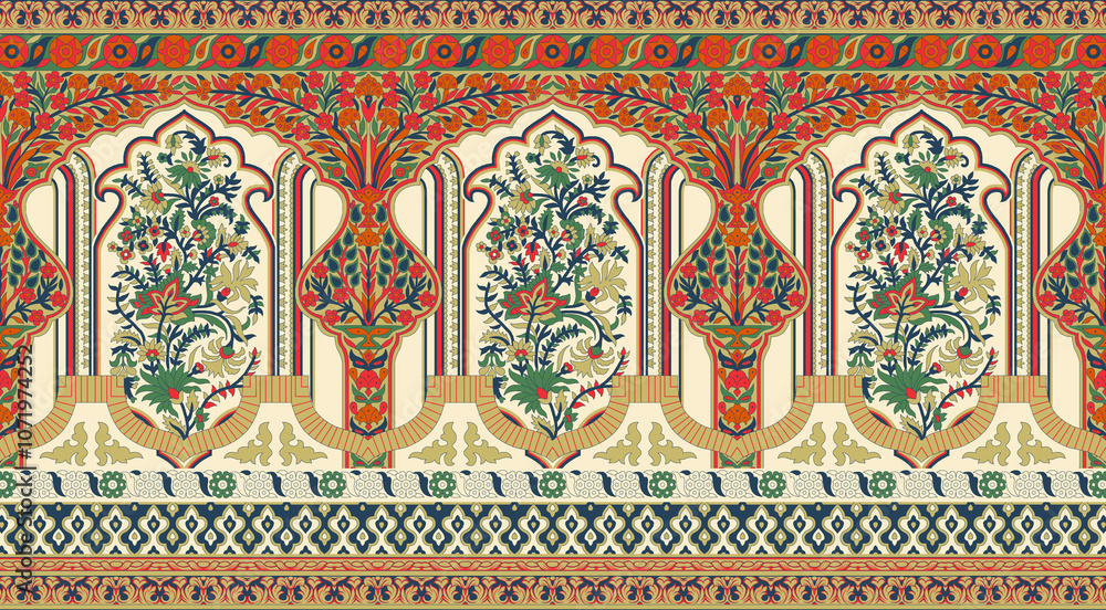 seamless beautiful wallpaper cards border design floral leaf vintage ornament Victorian geometric ethnic print paisley pattern