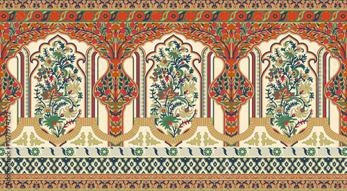 Obraz na płótnie seamless beautiful wallpaper cards border design floral leaf vintage ornament Victorian geometric ethnic print paisley pattern w salonie
