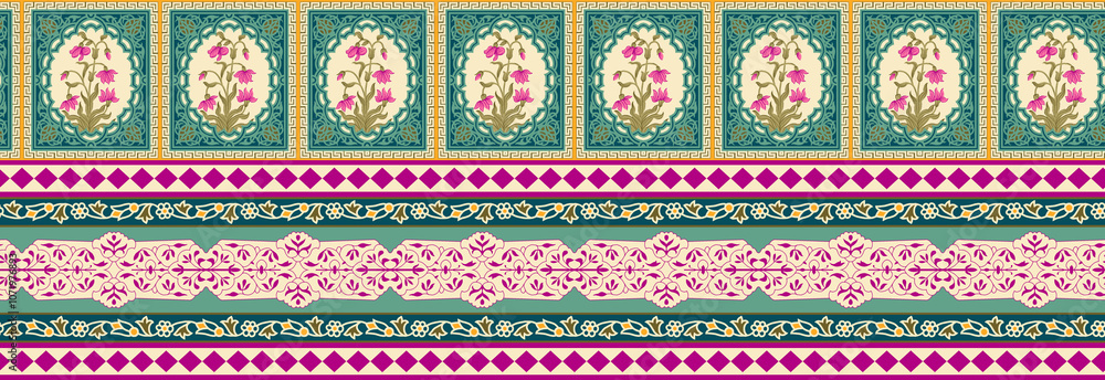 seamless beautiful wallpaper cards border design floral leaf vintage ornament Victorian geometric ethnic print paisley pattern